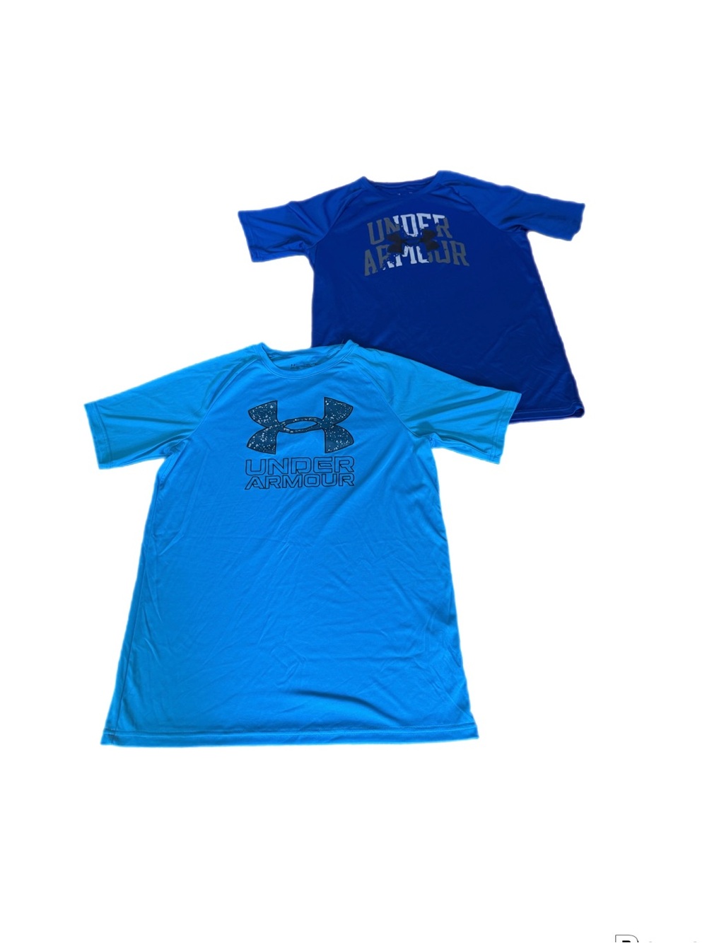 2 Boys Shirts 2 Dry Fit UNDER Armour Blue Size Youth XL Big Boys